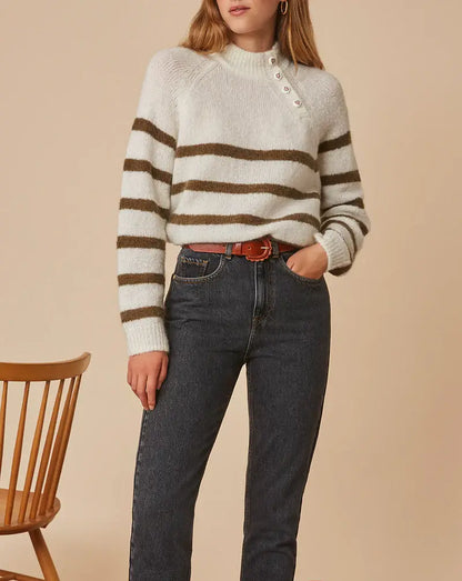 Chico Sweater - Olive/Ecru